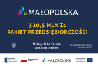 Grafika informacyjna o pakiecie przedsiębiorczości Małopolskiej Tarczy Antykryzysowej
