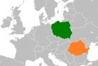 szra mapa europy z kolorową Polską i Rumunią