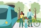 Infografika: rodzina wybiera rower i tramwaj zamiast samochodu