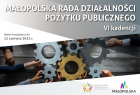 Przedstawia przykładową grafikę oraz logo Małopolskiej Rady Działalności Pożytku Publicznego oraz informację o terminie naboru
