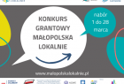 Kolorowa grafika z napisem w białym okręgu: Konkurs grantowy Małopolska lokalnie.