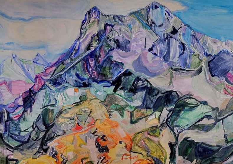 Sylwia Biernacik obraz abstrakcyjny przedstawiający pejzaż górski