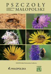 Okładka publikacji to kompozycja zdjęć przedstawiających różne gatunki pszczoły podczas pracy na roślinach miododajnych
