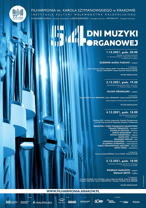 Dni Muzyki Organowej - plakat promujący wydarzenie.