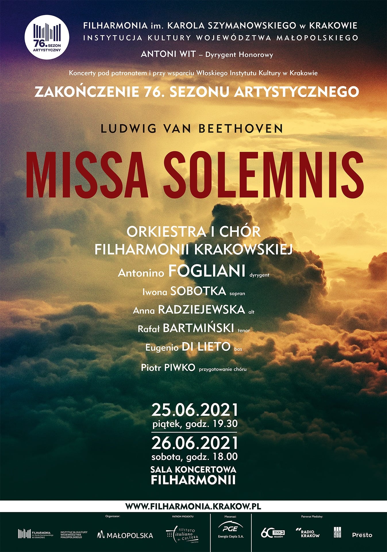 Plakat koncertu Filharmonii Krakowskiej