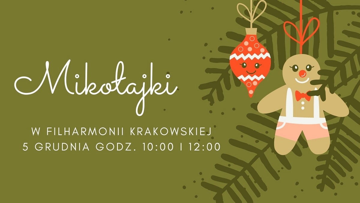 Mikołajki w Filharmonii Krakowskiej - grafika promująca wydarzenie.