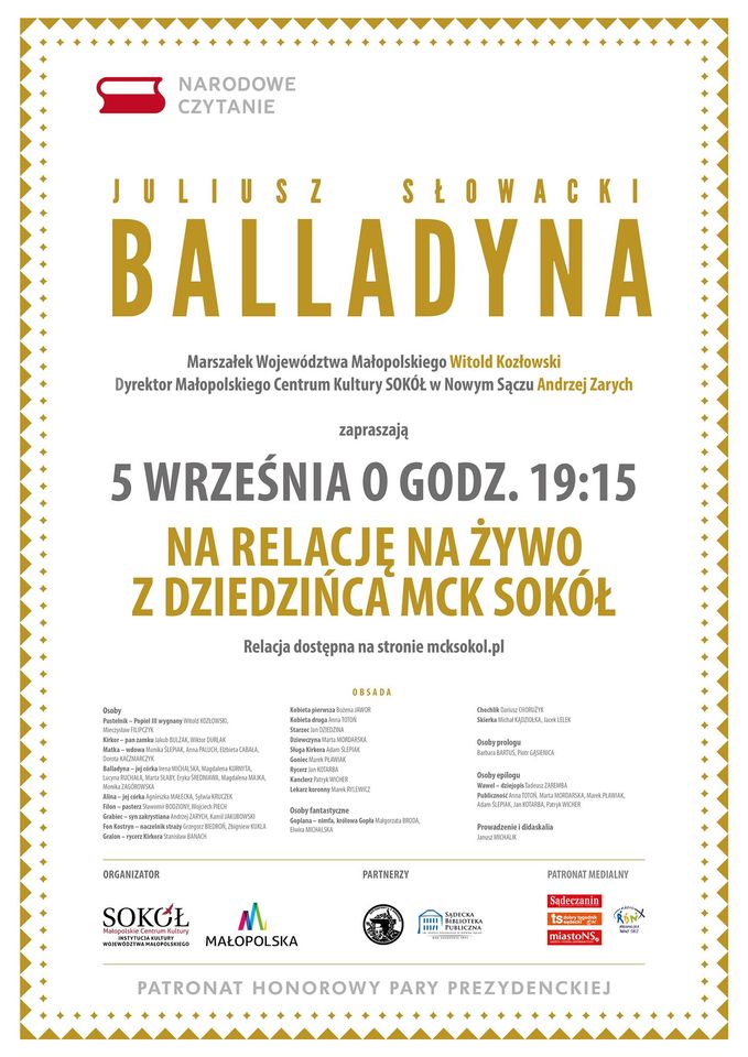 Narodowe Czytanie Balladyny. Plakat