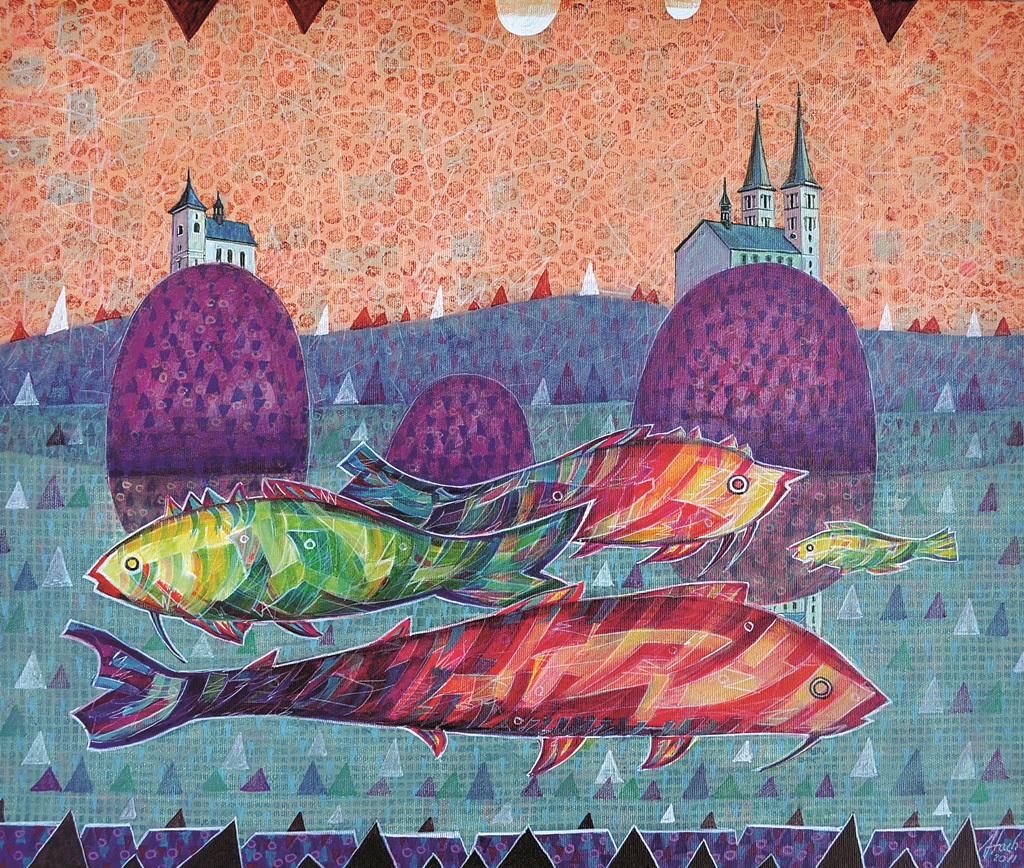 Latające ryby - obraz Stanisława Stacha