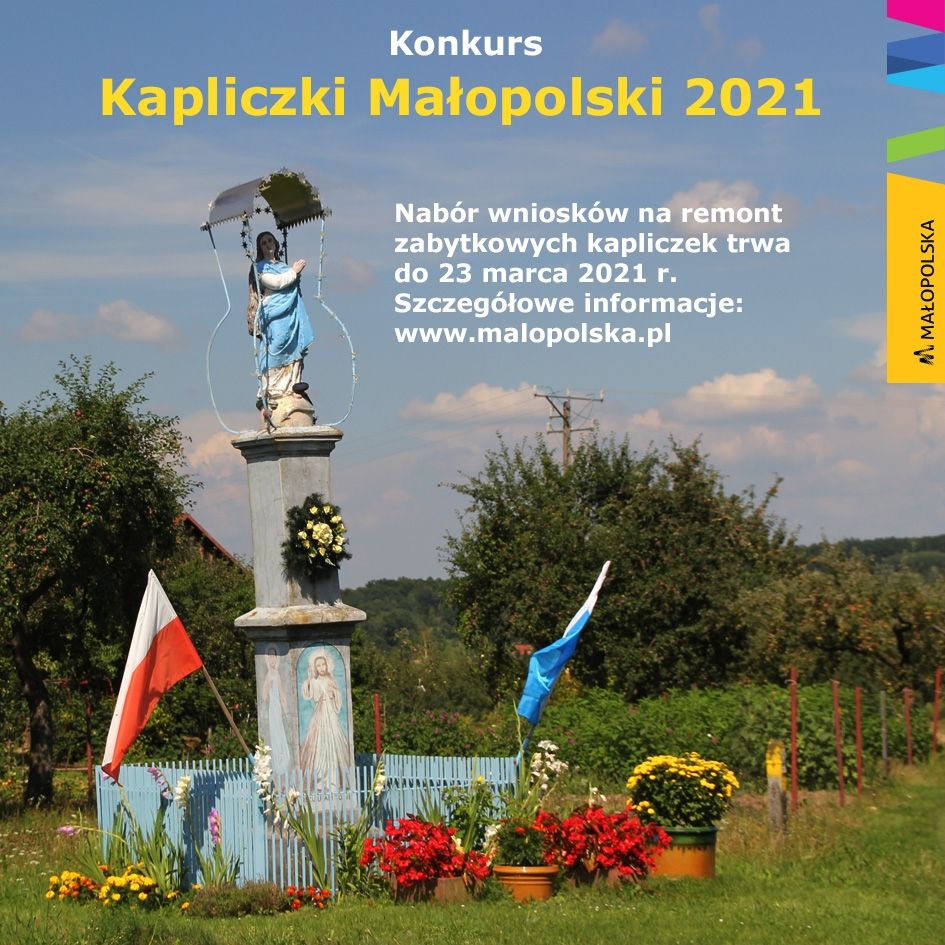 Grafika promująca konkurs pn. Kapliczki Małopolski.
