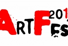Czerwono-czrny napis na białym tle: Artfest2016