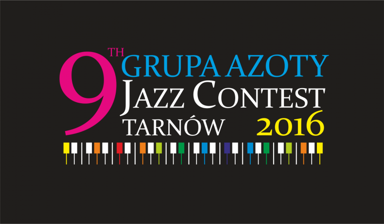 Czarne tło, a na nim kolorowy napis 9th Grupa Azoty Jazz Contest Tarnów 2016