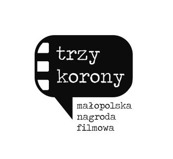 Grafika na kliszy filmowej napis trzy korony, a pod nią napis Małopolska nagroda filmowa