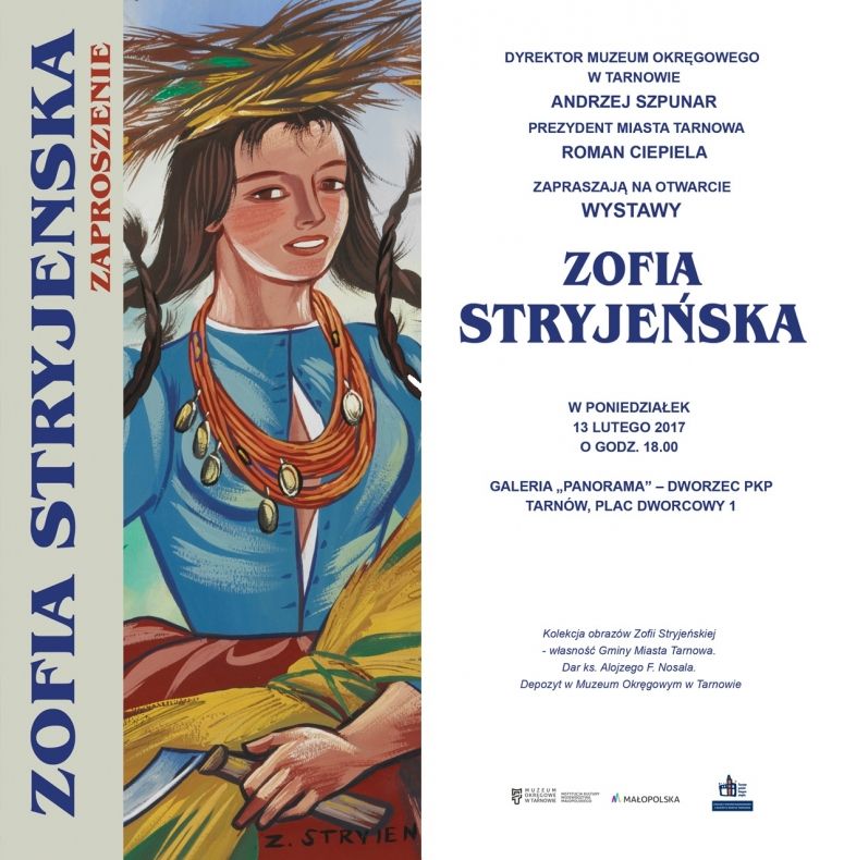 Plakat. podzielony pionowo na dwie części. Lewa autoportret artystki, prawa zawiera inf. umieszczone w artykule - dot. inf. praktycznych o wystawie