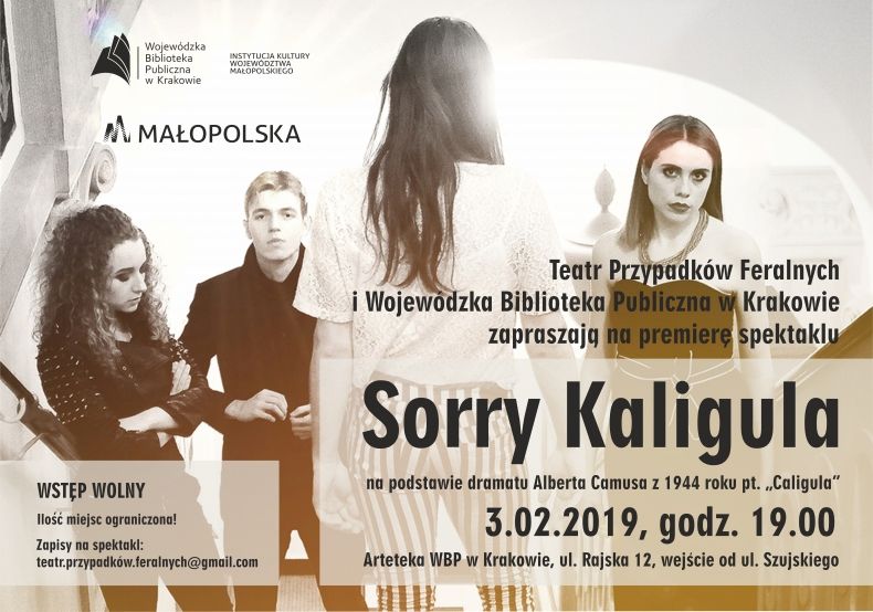 Plakat spektaklu "Sorry Kaligula"
