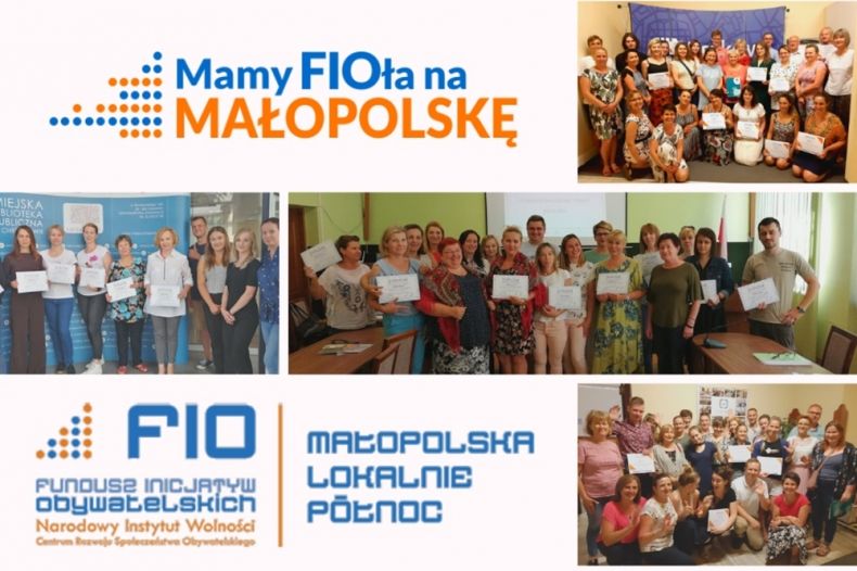 Zdjęcie przedstawia zwycięskich uczestników naboru FIO Małopolska Lokalnie – Północ 2019
