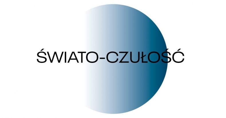 Grafika nowego cyklu projekcji filmowych. Biało-niebieska kula z napisem światło-czułość.