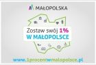 Zdjęcie przedstawia zarys Małopolski i napis: Zostaw swój jeden procent w Małopolsce