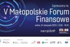 Na granatowym tle napis: V Małopolskie Forum Finansowe.