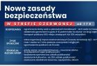 Grafika informująca o zasadach bezpieczeństwa w strefie czerwonej