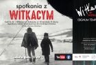 grafika promująca spotkania z Witkacym - spootkanie ze Zbigniewem Możdzieżem - zdjęcie Witkacego z Sabałą w zimowy dzień