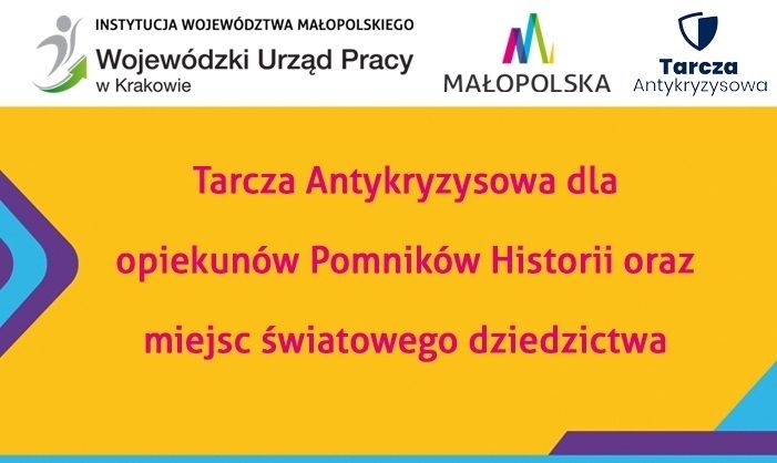 Grafika ilustracyjna do informacji o Tarczy Antykryzysowej dla opiekunów Pomników Historii oraz miejsc światowego dziedzictwa