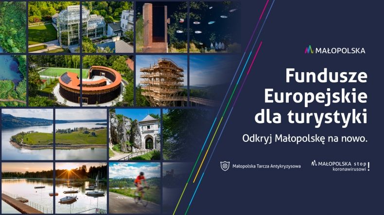 Grafika kampanii promującej Fundusze Europejskie w Małopolsce