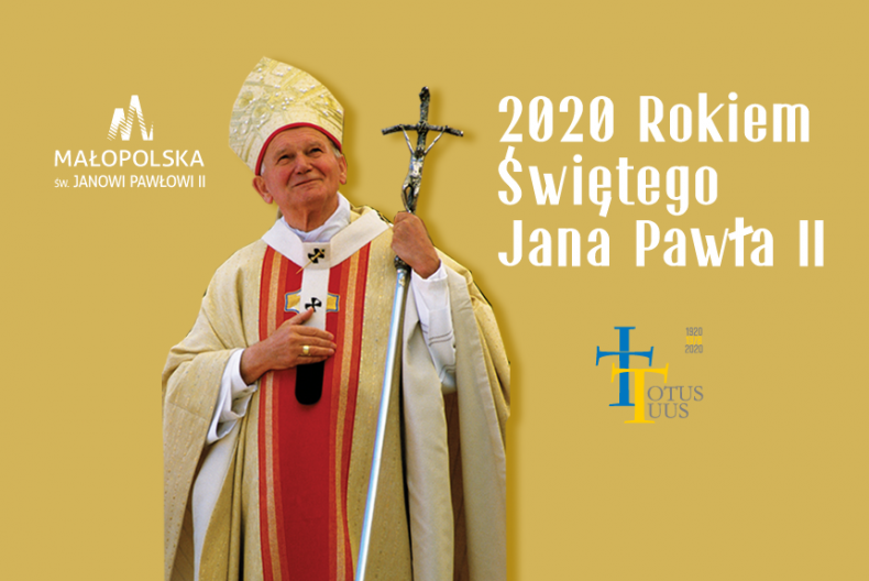 Grafika informacyjna kampanii 2020 Rokiem Świętego Jana Pawła II