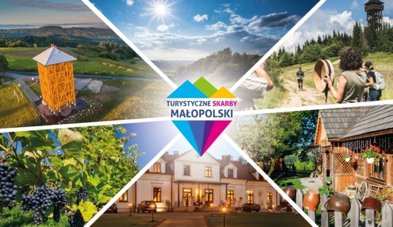 infografika: kilka miejsc w Małopolsce i napis pośrodku