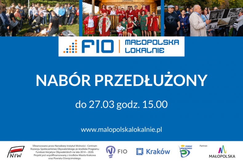 Grafika dotycząca przedłużonego naboru FIO Małopolska Lokalnie