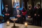 Marszałek Witold Kozłowski, wicemarszałek Łukasz Smółka, Iwona Gibas z zarządu województwa oraz dyrektor departamentu kultury Monika Gubała podczas spotkania z Andrzejem St. Dziukiem, dyrektorem Teatru im. St. I. Witkiewicza w Zakopanem