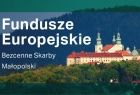 Grafika z zamkiem na tle zieleni oraz napisem "Fundusze Europejskie"