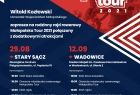 Grafika przedstawia zaproszenie na Małopolska Tour z harmonogramem wydarzenia