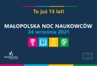 Grafika zapraszająca na Małopolską Noc Naukowców