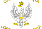 Logo Orkiestry Dętej Orzeł z Trzebuni, orzeł biały w złotej koronie i złoty napis dookoła
