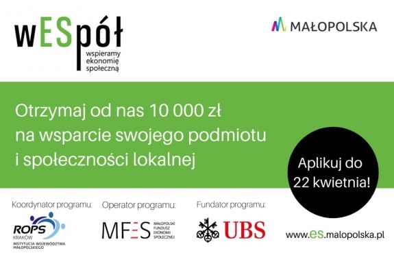 Małopolski program dla podmiotów ekonomii społecznej. Działamy wEspół!