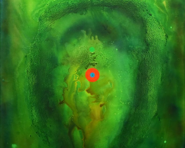 fragment obrazu Marka Saka „Droga pielgrzyma”, 2020, akryl płótno, 140x100 cm