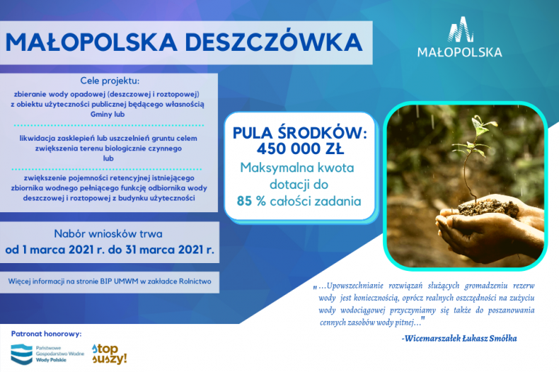 Plakat programu Małopolska Deszczówka.