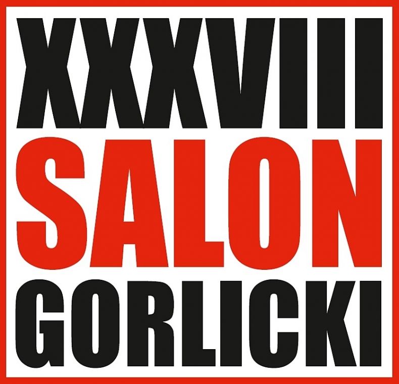 Grafika, 38 Salon Gorlicki, napisy czarne i czerwone