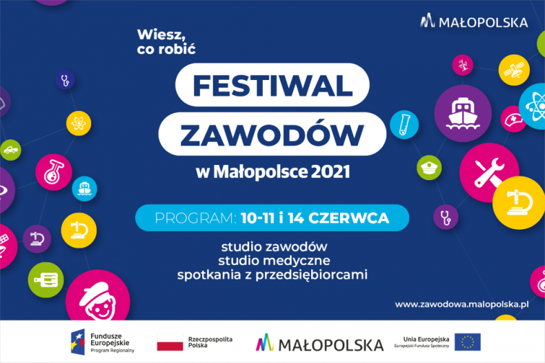 Festiwal zawodów - infografika z nazwą, datą oraz informacją o parterach wydarzenia