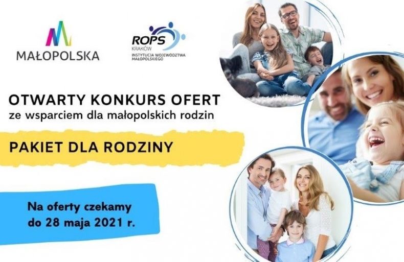 Infografika z nazwą konkursu, terminem przesyłania zgłoszeń oraz obrazkami rodzin z dziećmi