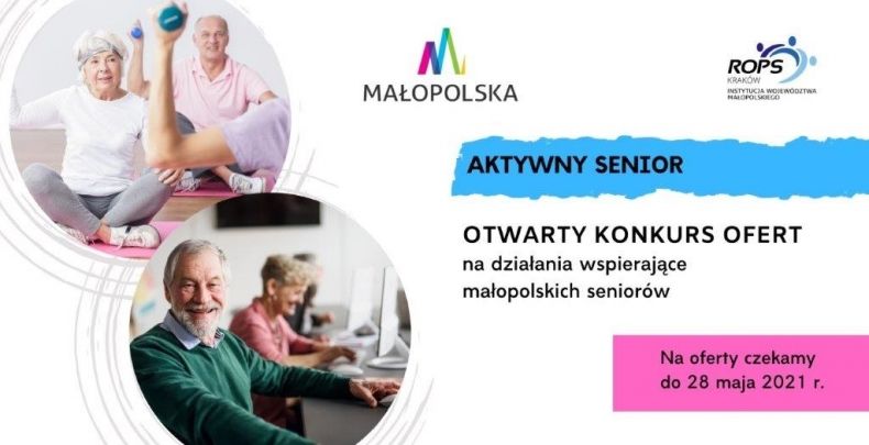 Baner z grafiką konkursową "Aktywny senior"