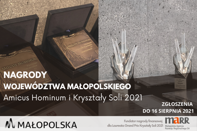 Nagrody Województwa Małopolskiego "Amicus Hominum" i "Kryształy Soli" 2021 - nabór zgłoszeń do 16 sierpnia 2021. 