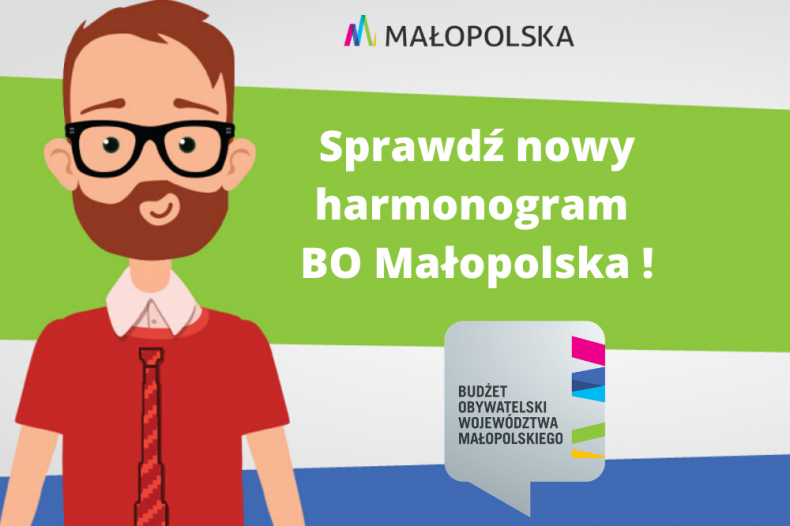 Obrazek przedstawiający informację o zmianie harmonogramu BO Małopolska!