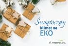 Grafika z prezentami i napisem "Świąteczny klimat na eko"