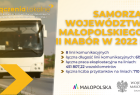 Prezentacja rządowego programu z kwotami, zdjęciem autobusu i napisem Małopolska.