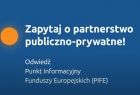 Hasło "Zapytaj o partnerstwo publiczno-prywatne" na niebieskim tle