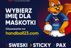 Plakat z hasłem Wybierz imię dla maskotki. Obok widoczny wizerunek wiewiórki.