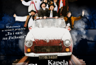 Napis Koncert Kolęd i Pastorałek. Napis nazwy zespołu Ciupaga. Zdjęcie kilku mężczyzn w samochodzie, kabriolecie