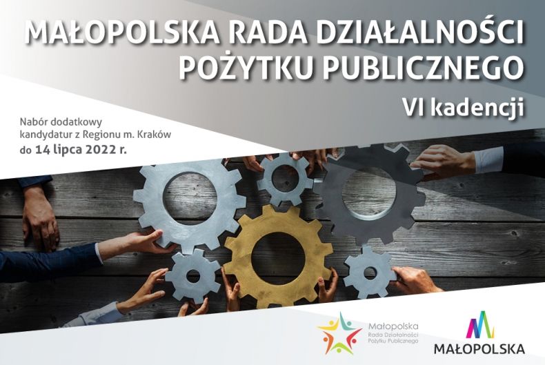 Plakat naboru do Małopolskiej Rady Działalności Pożytku Publicznego.