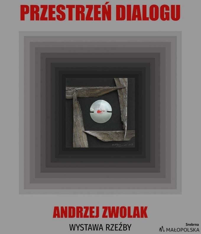 Andrzej Zwolak wystawa rzeźby-napis oraz w kwadracie rzeźba autora